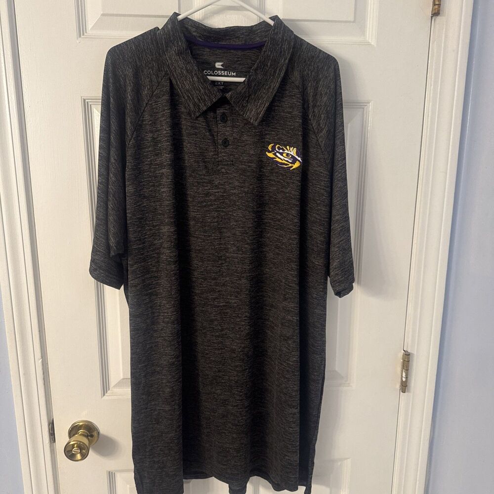 LSU Tigers Shirt Men's Big & Tall size 2XT Colosseum NCAA Short Sleeve Grey Polo